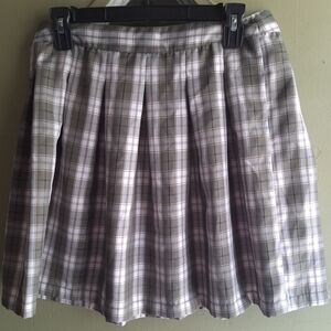 Pleated Mini Skirt in Olive Plaid